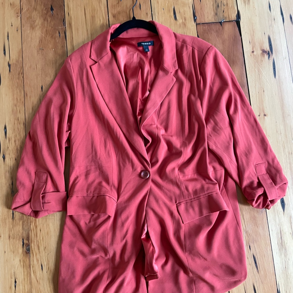 Torrid burnt orange long line blazer